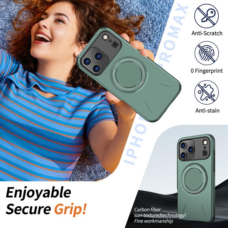 For iPhone 18 Pro Kalebol Magnetic MagSafe Rotation Holder PC Phone Case(Grey Green) - Image 3