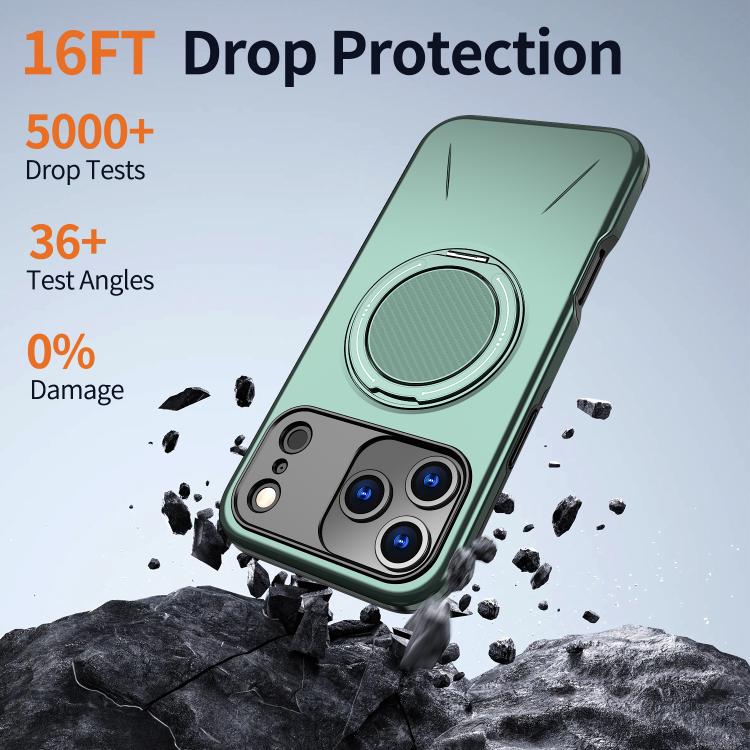 For iPhone 18 Pro Kalebol Magnetic MagSafe Rotation Holder PC Phone Case(Grey Green) - Image 4
