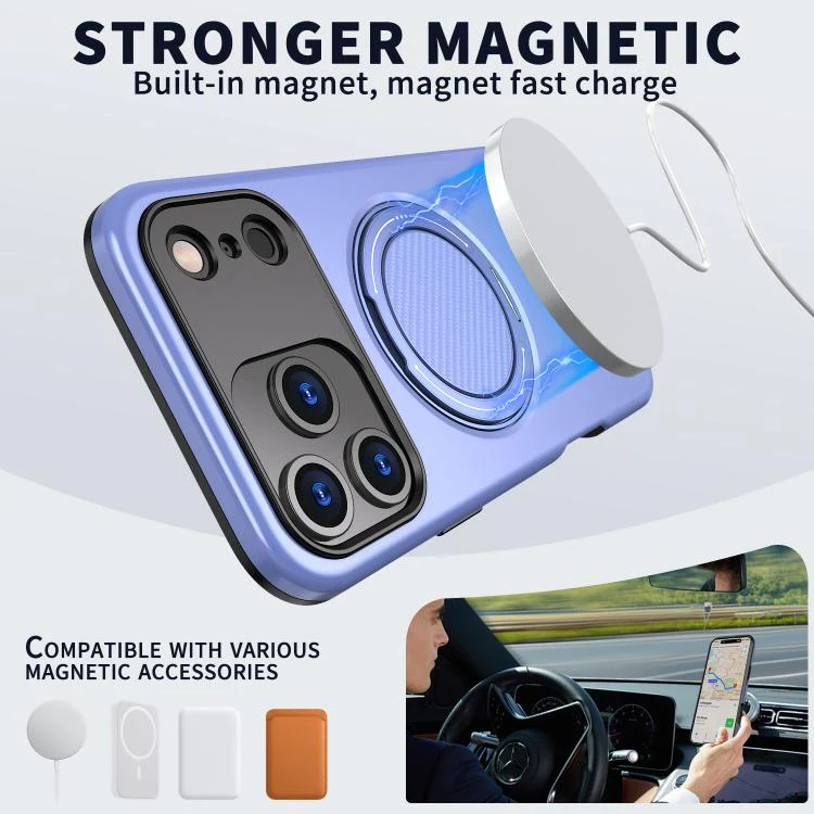 For iPhone 18 Pro Kalebol Magnetic MagSafe Rotation Holder PC Phone Case(Lilac) - Image 2