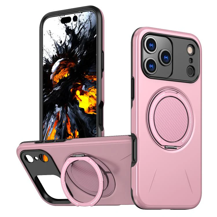 For iPhone 18 Pro Kalebol Magnetic MagSafe Rotation Holder PC Phone Case(Pink)