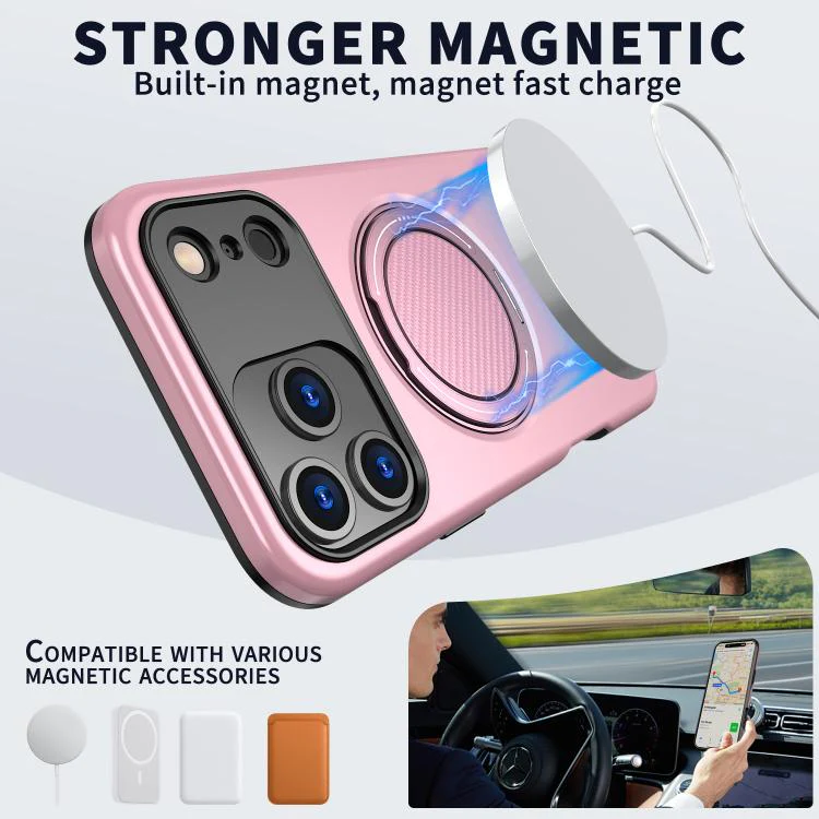 For iPhone 18 Pro Kalebol Magnetic MagSafe Rotation Holder PC Phone Case(Pink) - Image 2