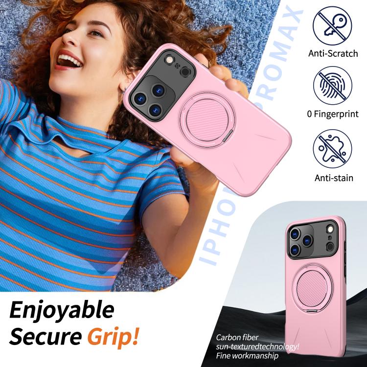 For iPhone 18 Pro Kalebol Magnetic MagSafe Rotation Holder PC Phone Case(Pink) - Image 3