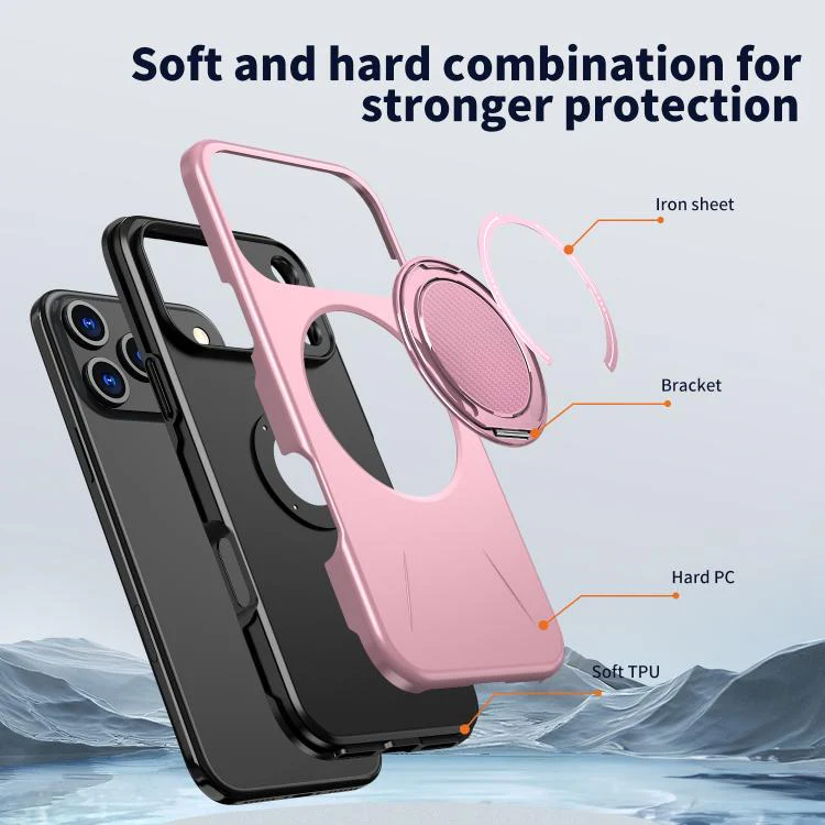 For iPhone 18 Pro Kalebol Magnetic MagSafe Rotation Holder PC Phone Case(Pink) - Image 6