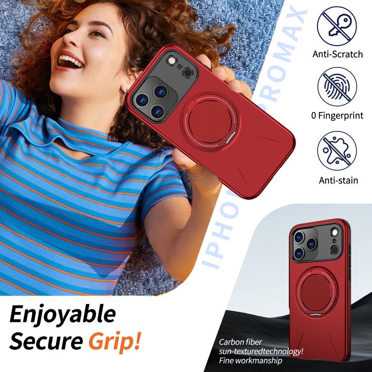 For iPhone 18 Pro Kalebol Magnetic MagSafe Rotation Holder PC Phone Case(Red) - Image 3