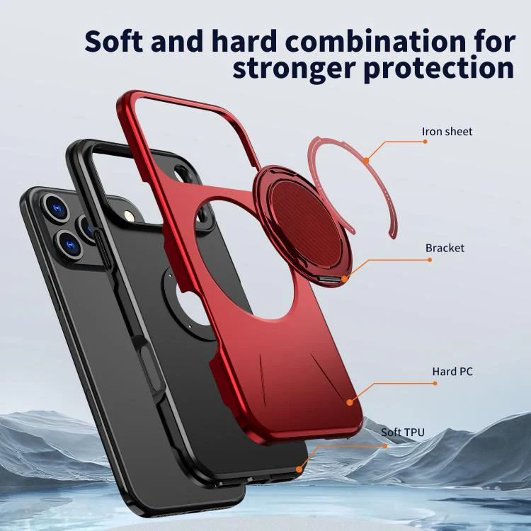 For iPhone 18 Pro Kalebol Magnetic MagSafe Rotation Holder PC Phone Case(Red) - Image 6