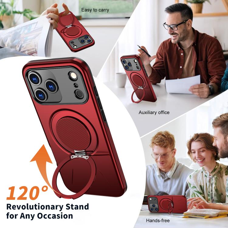 For iPhone 18 Pro Kalebol Magnetic MagSafe Rotation Holder PC Phone Case(Red) - Image 7