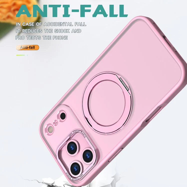 For iPhone 18 Pro kalebol MagSafe Metal Ring Holder Phone Case(Pink) - Image 5