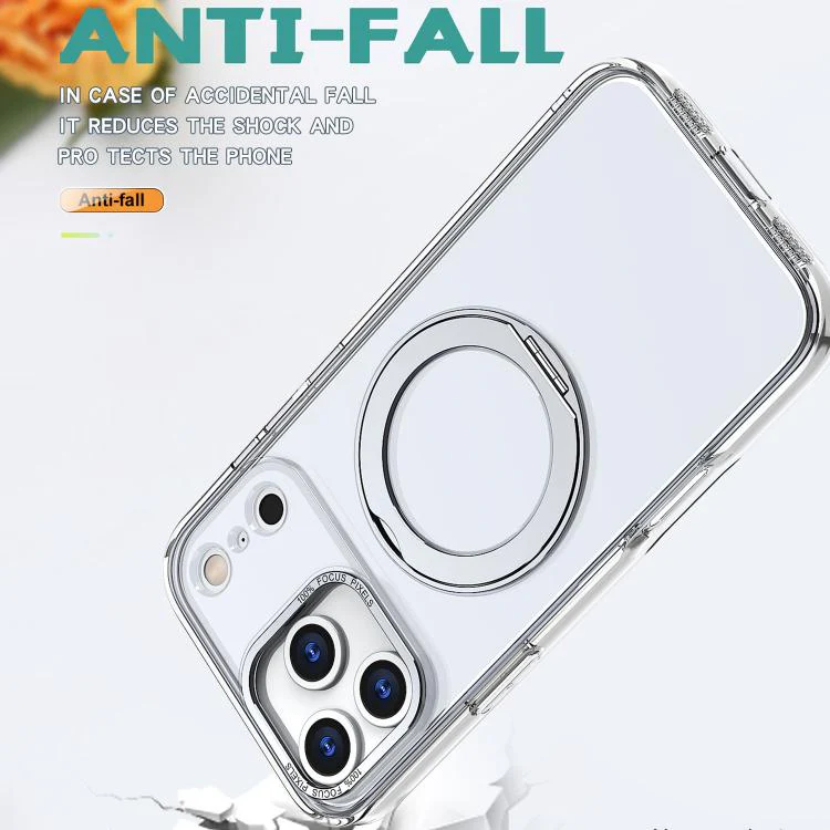 For iPhone 18 Pro kalebol MagSafe Metal Ring Holder Phone Case(Transparent) - Image 5