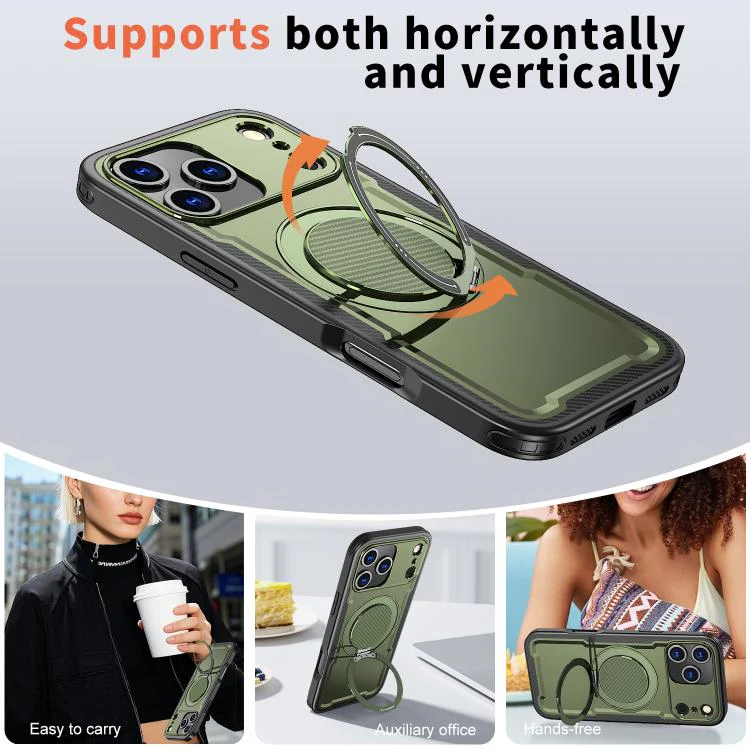 For iPhone 18 Pro kalebol Metal 360 Degree Rotation Holder MagSafe Phone Case(Green) - Image 5