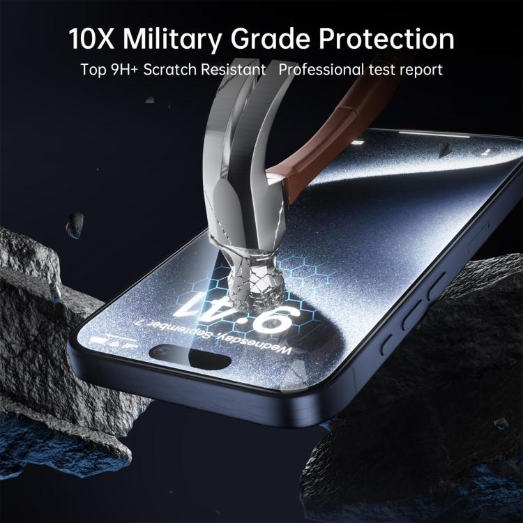 For iPhone 18 Pro Max 10pcs Kalebol High-Aluminum Screen-Printed Full-Coverage Anti-Fingerprint Black-Bordered HD Tempered Glass Film - Image 3