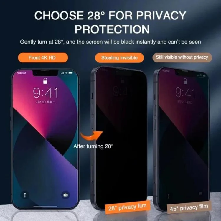 For iPhone 18 Pro Max 10pcs Kalebol High-Aluminum Screen-Printed Full-Coverage Black-Border Privacy Tempered Glass Film - Image 6