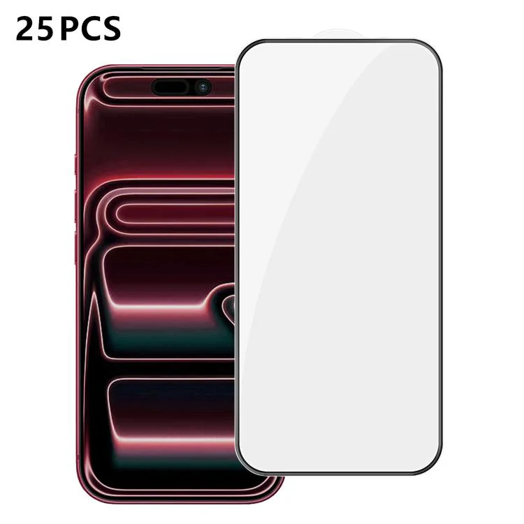 For iPhone 18 Pro Max 25pcs High-Aluminum Full-Coverage Anti-Fingerprint Screen-Printed HD Tempered Glass Film