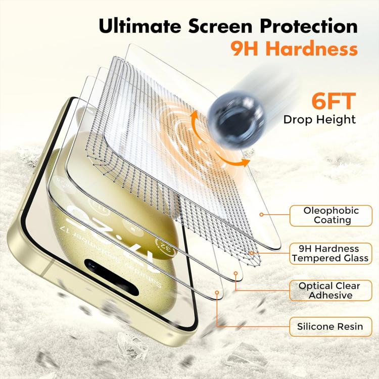 For iPhone 18 Pro Max 25pcs High-Aluminum Semi-Screen Anti-Fingerprint HD Tempered Glass Film - Image 4