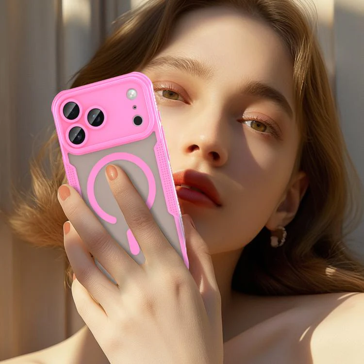 For iPhone 18 Pro Max Armor Glaze MagSafe Magnetic Phone Case(Pink) - Image 3