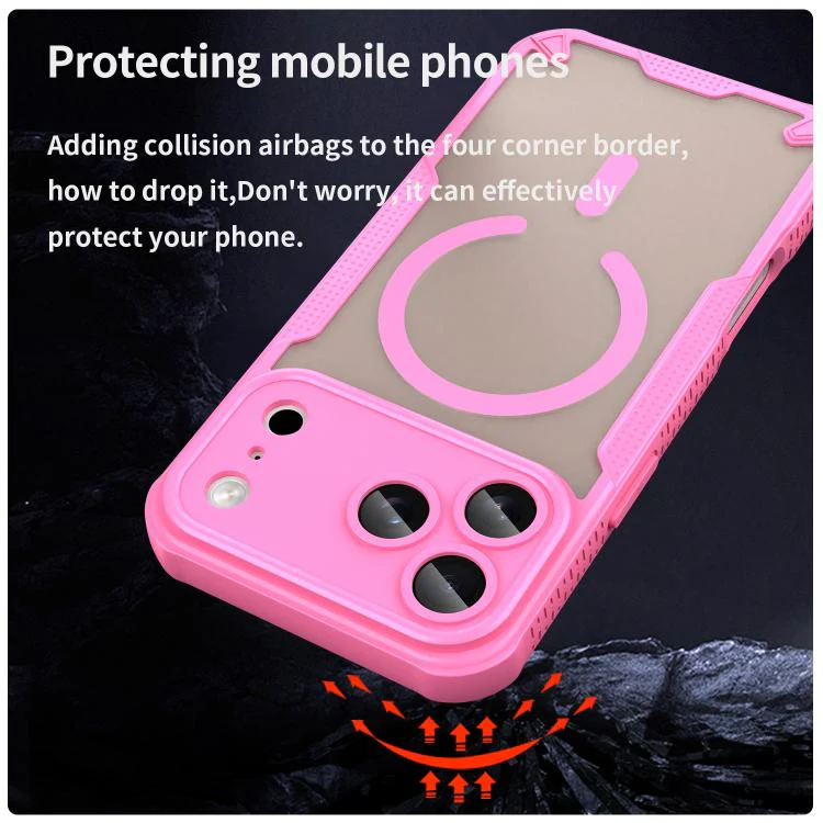 For iPhone 18 Pro Max Armor Glaze MagSafe Magnetic Phone Case(Pink) - Image 4