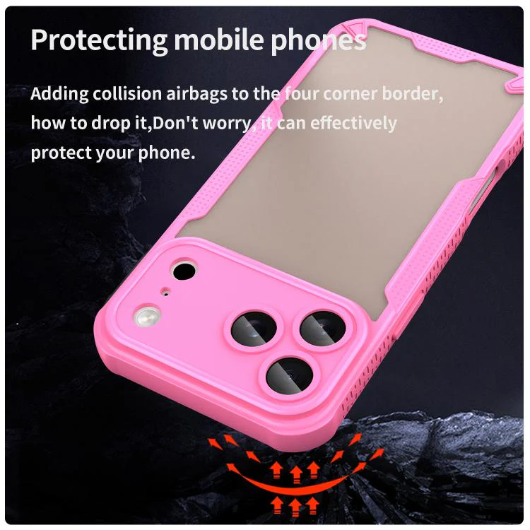 For iPhone 18 Pro Max Armor Glaze PC Hybrid TPU Phone Case(Pink) - Image 4