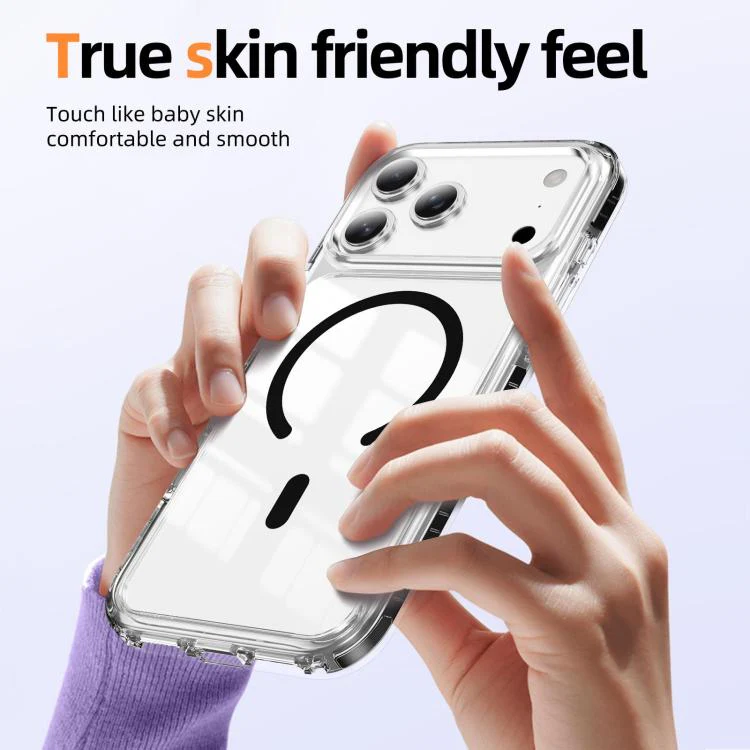 For iPhone 18 Pro Max Crystal Shield Clear Magnetic Acrylic Hybrid TPU Phone Case(Black) - Image 3