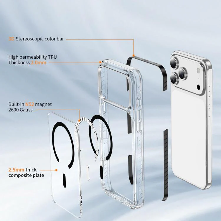 For iPhone 18 Pro Max Crystal Shield Clear Magnetic Acrylic Hybrid TPU Phone Case(Black) - Image 4