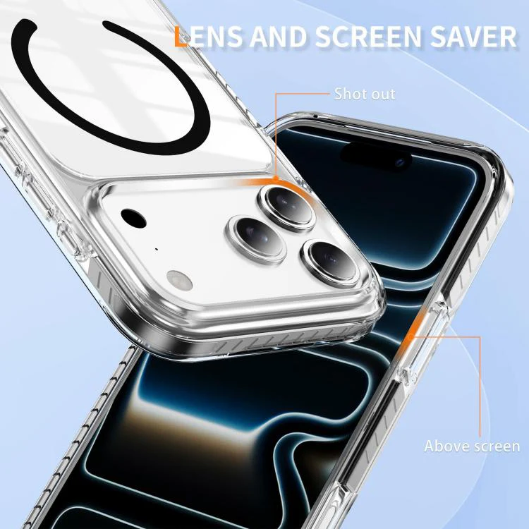 For iPhone 18 Pro Max Crystal Shield Clear Magnetic Acrylic Hybrid TPU Phone Case(Black) - Image 7