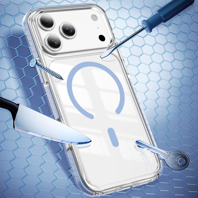 For iPhone 18 Pro Max Crystal Shield Clear Magnetic Acrylic Hybrid TPU Phone Case(Blue) - Image 2