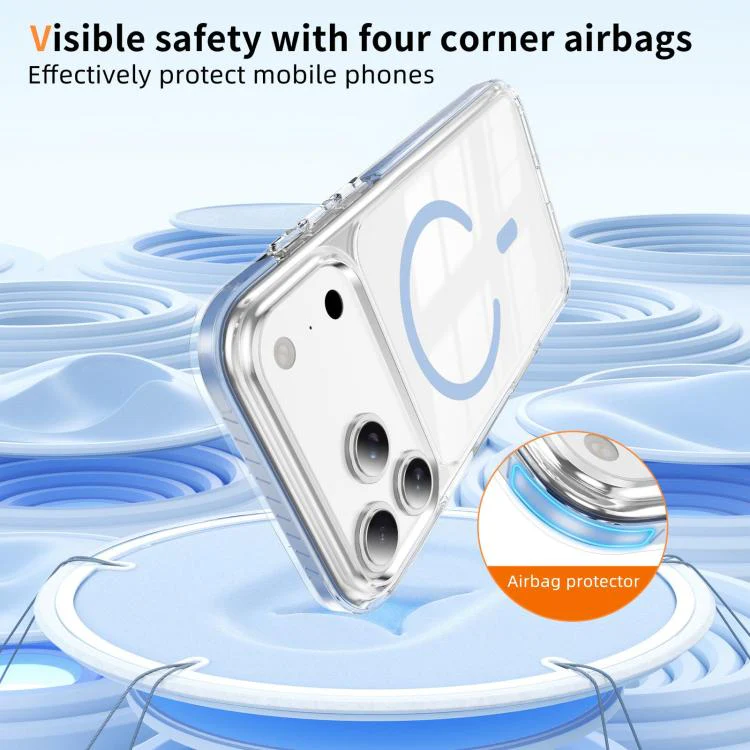 For iPhone 18 Pro Max Crystal Shield Clear Magnetic Acrylic Hybrid TPU Phone Case(Blue) - Image 6