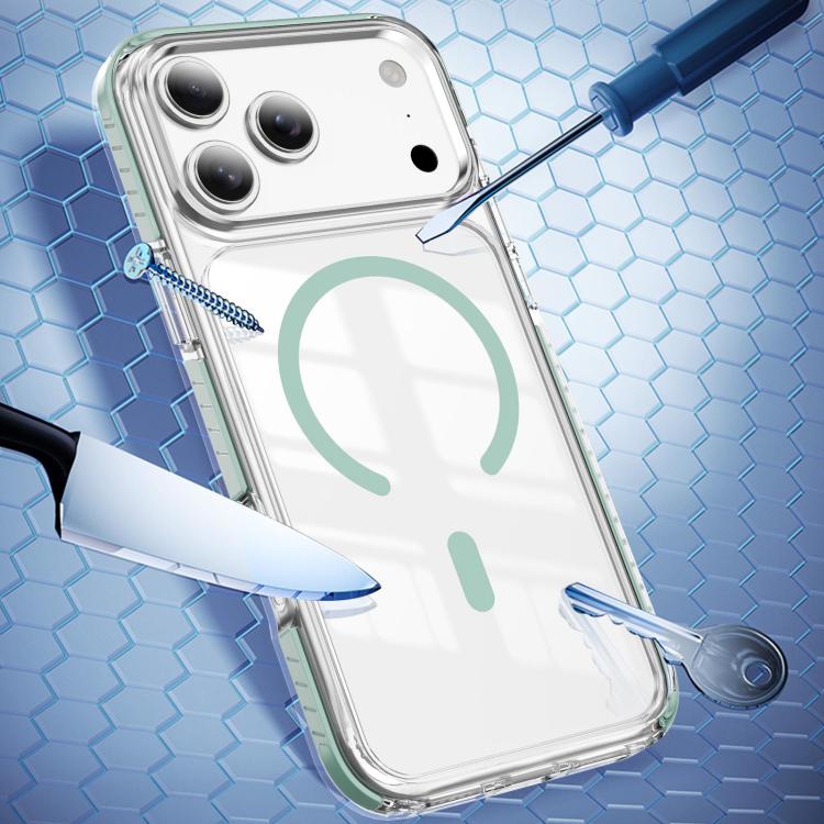 For iPhone 18 Pro Max Crystal Shield Clear Magnetic Acrylic Hybrid TPU Phone Case(Mint Green) - Image 2