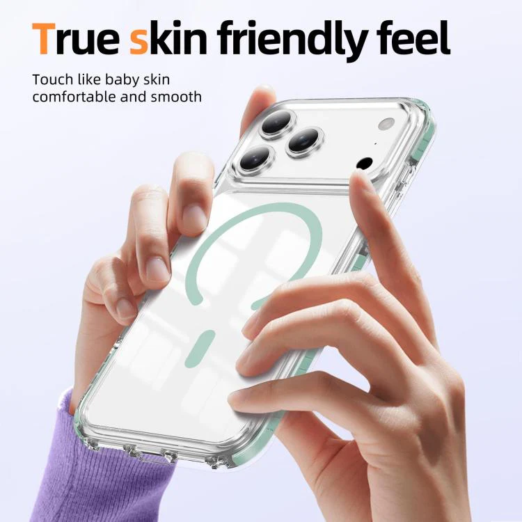 For iPhone 18 Pro Max Crystal Shield Clear Magnetic Acrylic Hybrid TPU Phone Case(Mint Green) - Image 3