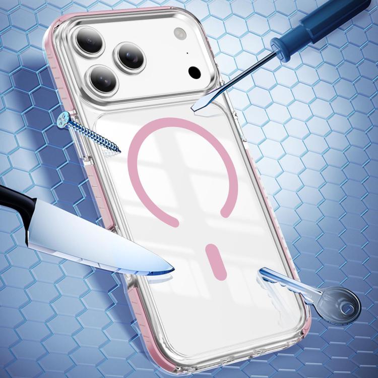For iPhone 18 Pro Max Crystal Shield Clear Magnetic Acrylic Hybrid TPU Phone Case(Pink) - Image 2
