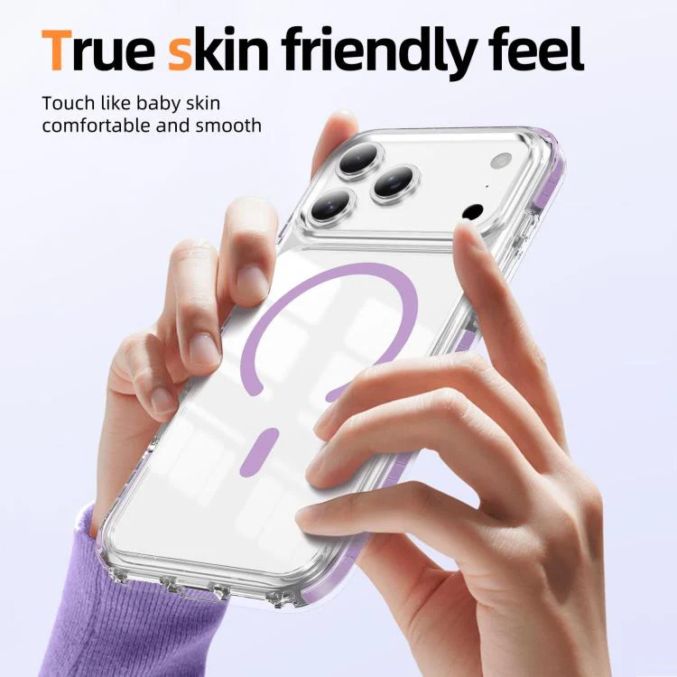 For iPhone 18 Pro Max Crystal Shield Clear Magnetic Acrylic Hybrid TPU Phone Case(Purple) - Image 3