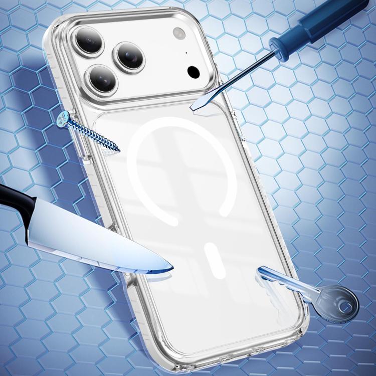 For iPhone 18 Pro Max Crystal Shield Clear Magnetic Acrylic Hybrid TPU Phone Case(White) - Image 2