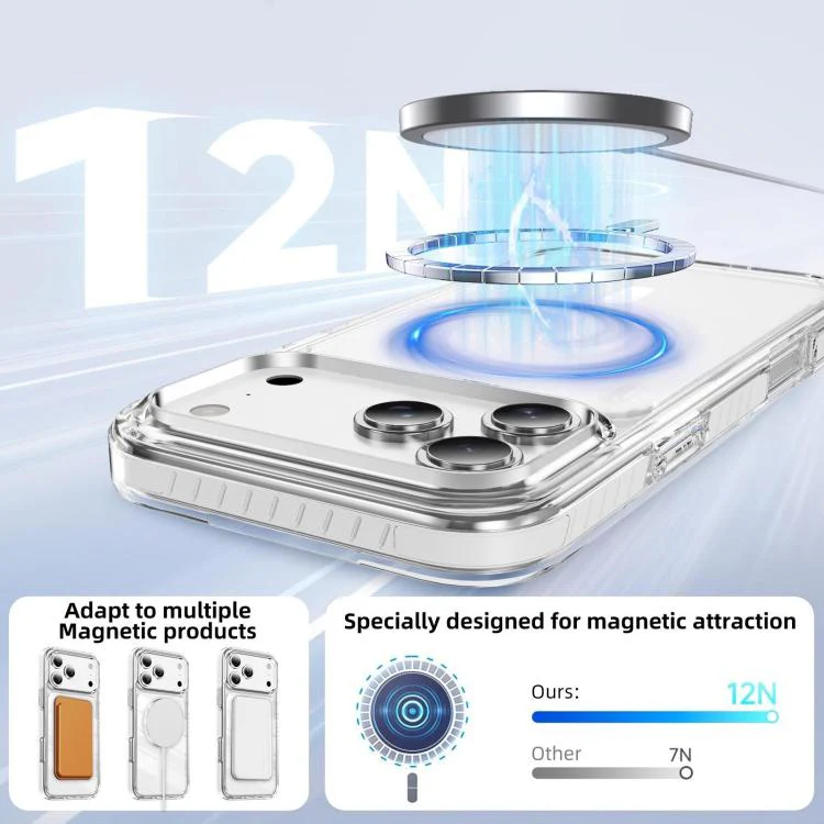 For iPhone 18 Pro Max Crystal Shield Clear Magnetic Acrylic Hybrid TPU Phone Case(White) - Image 5
