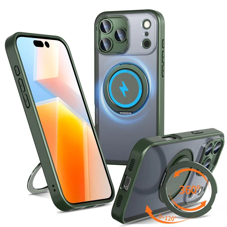 For iPhone 18 Pro Max Kalebol 360-degree Rotating MagSafe Magnetic Holder Phone Case(Green)