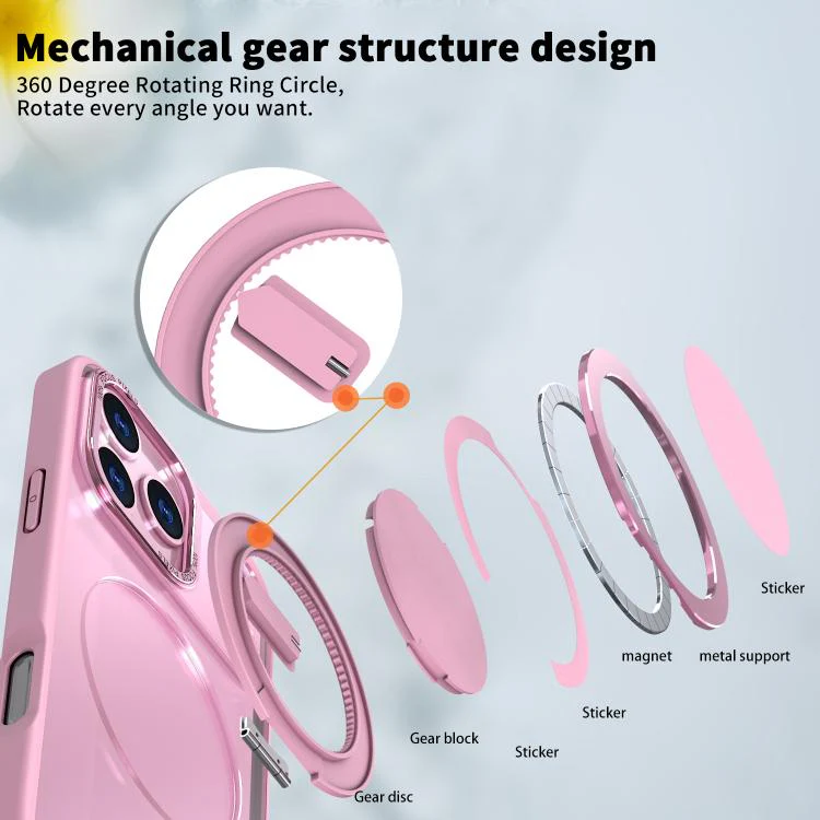 For iPhone 18 Pro Max Kalebol 360-degree Rotating MagSafe Magnetic Holder Phone Case(Pink) - Image 6