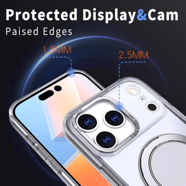 For iPhone 18 Pro Max Kalebol 360-degree Rotating MagSafe Magnetic Holder Phone Case(Transparent) - Image 5