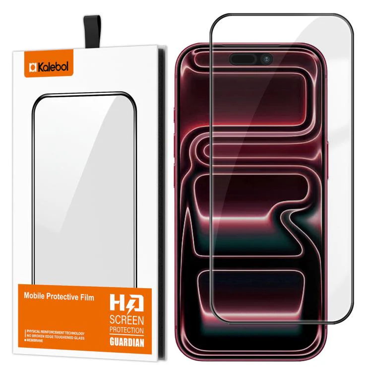 For iPhone 18 Pro Max Kalebol High-Aluminum Screen-Printed Full-Coverage Anti-Fingerprint Black-Bordered HD Tempered Glass Film - Image 2