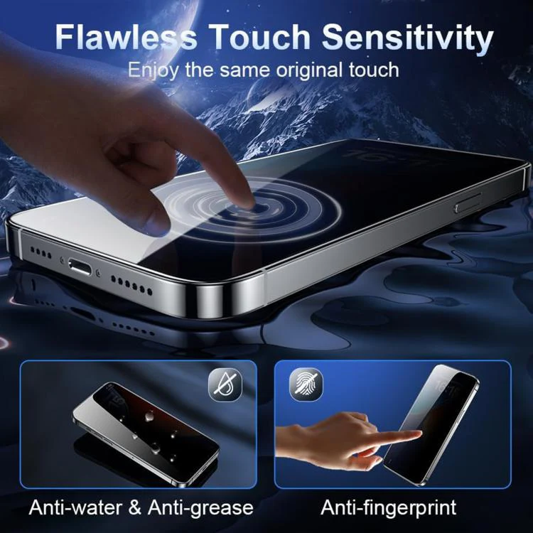 For iPhone 18 Pro Max Kalebol High-Aluminum Screen-Printed Full-Coverage Black-Border Privacy Tempered Glass Film - Image 5