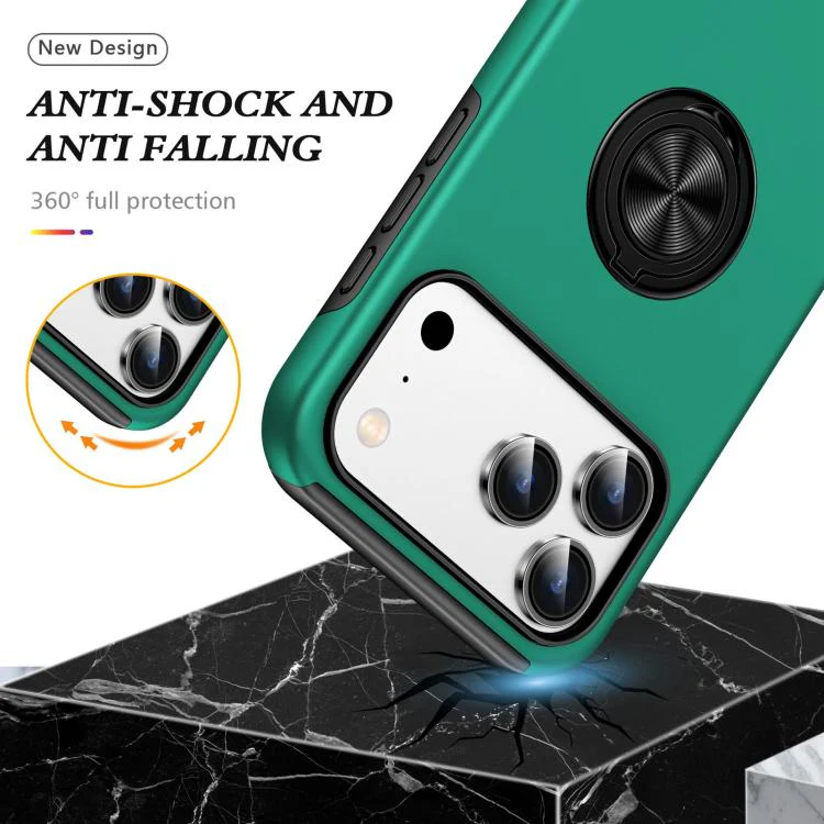 For iPhone 18 Pro Max PC + TPU Magnetic Phone Case with Invisible Ring Holder(Dark Green) - Image 3