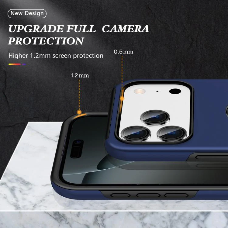 For iPhone 18 Pro Max PC + TPU Magnetic Phone Case with Invisible Ring Holder(Navy Blue) - Image 5