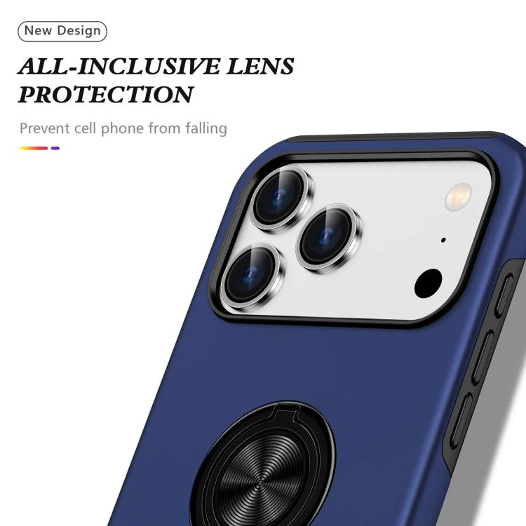 For iPhone 18 Pro Max PC + TPU Magnetic Phone Case with Invisible Ring Holder(Navy Blue) - Image 6