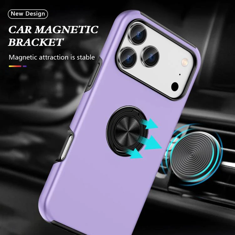 For iPhone 18 Pro PC + TPU Magnetic Phone Case with Invisible Ring Holder(Purple) - Image 2