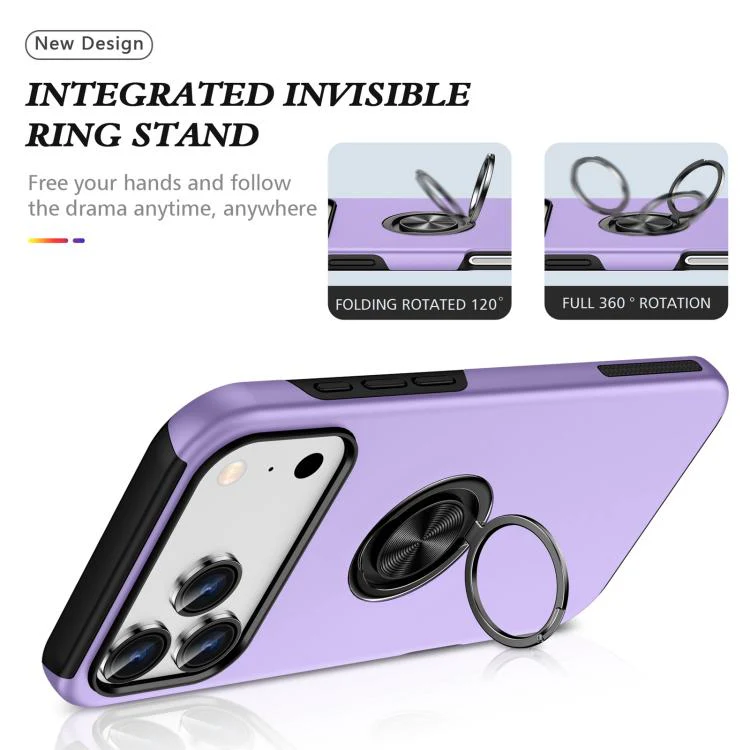 For iPhone 18 Pro PC + TPU Magnetic Phone Case with Invisible Ring Holder(Purple) - Image 7