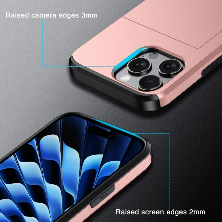 For iPhone 18 Shockproof Armor Phone Case with Card Slot(Rose Red) - Image 6