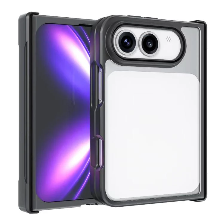 For iPhone Fold Armor Big Pore PC Hybrid TPU Phone Case(Transparent)