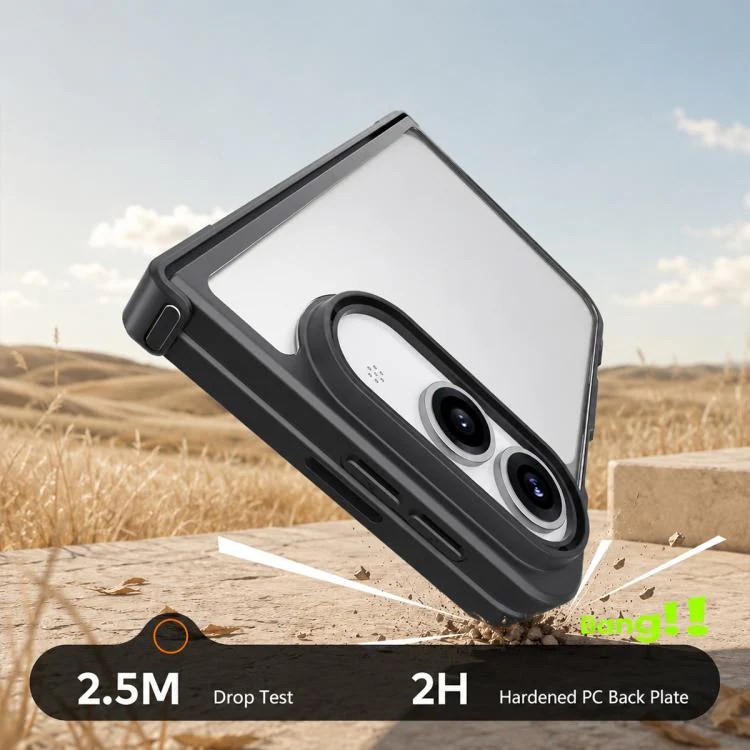 For iPhone Fold Armor Magnetic Holder PC Hybrid TPU Phone Case(Transparent) - Image 6