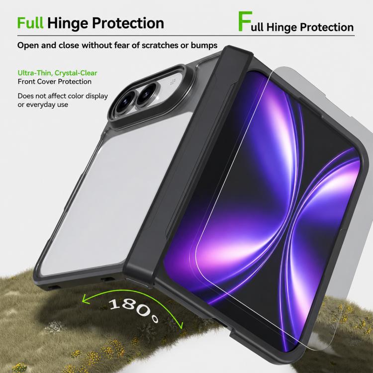 For iPhone Fold Armor MagSafe PC Hybrid TPU Phone Case(Frosted Black) - Image 2