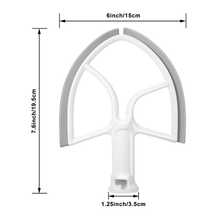 For KitchenAid 5QT Bowl-Lift Stand Mixers Plastic Flat Beater Paddle With Silicone Edges - Image 3