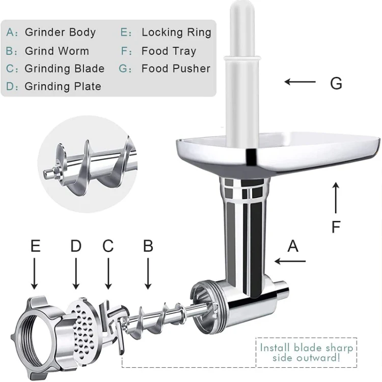 For KitchenAid Porking Enemy Accessories Dough Maker Grinder Meat Universal Set, Color: White - Image 3
