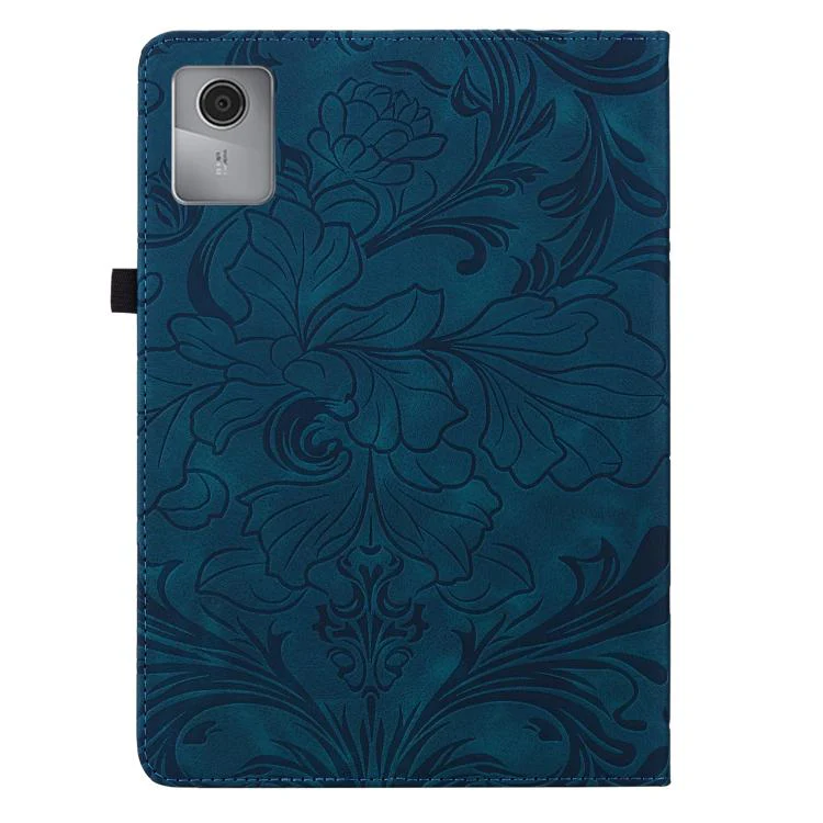 For Lenovo Tab M11 Floral Embossed Pattern Vegan Leather Tablet Case(Dark Blue) - Image 3