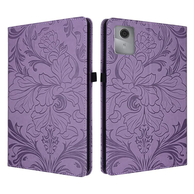 For Lenovo Tab M11 Floral Embossed Pattern Vegan Leather Tablet Case(Purple)