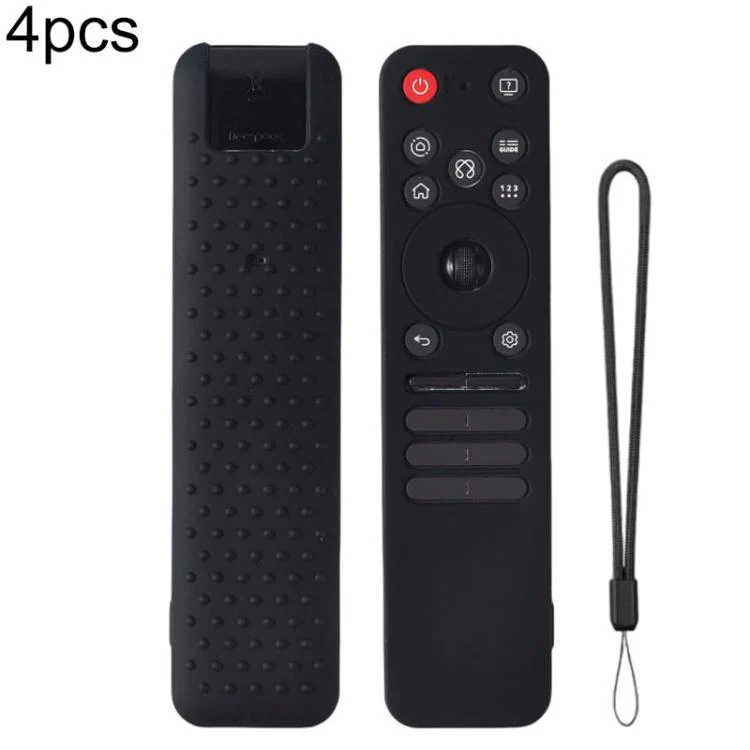 For LG MR25GA Magic Remote XDcase 4pcs Soft Silicone Protective Case with Mini Strap(Black)